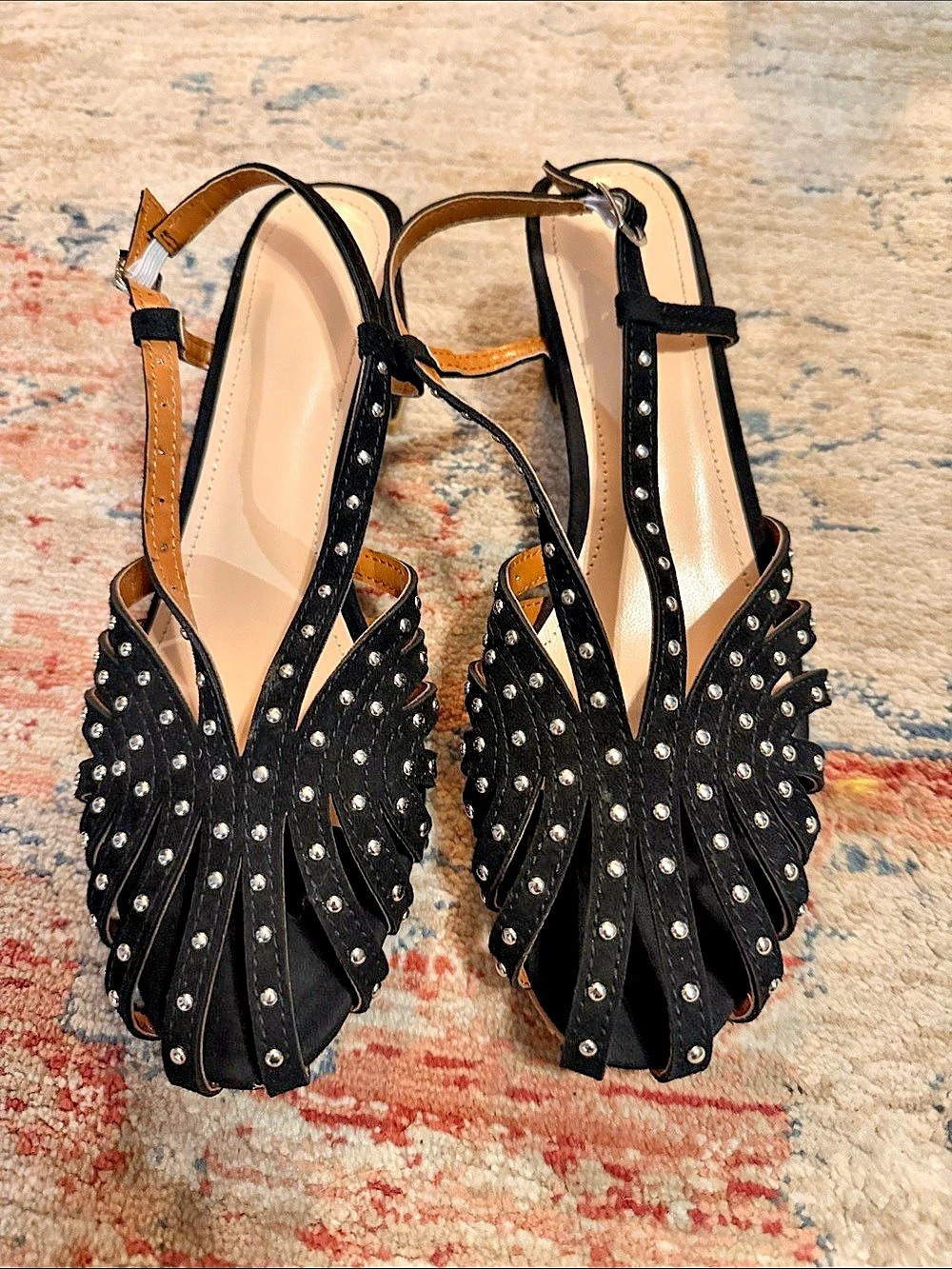 Studded Black Strappy Sandals Like New